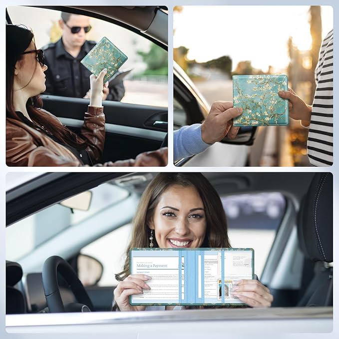 Car Registration and Insurance Card Holder，Vehicle Glove Box Car Organizer，Accessories Case for Storing Driving Licences, Cards, Documents