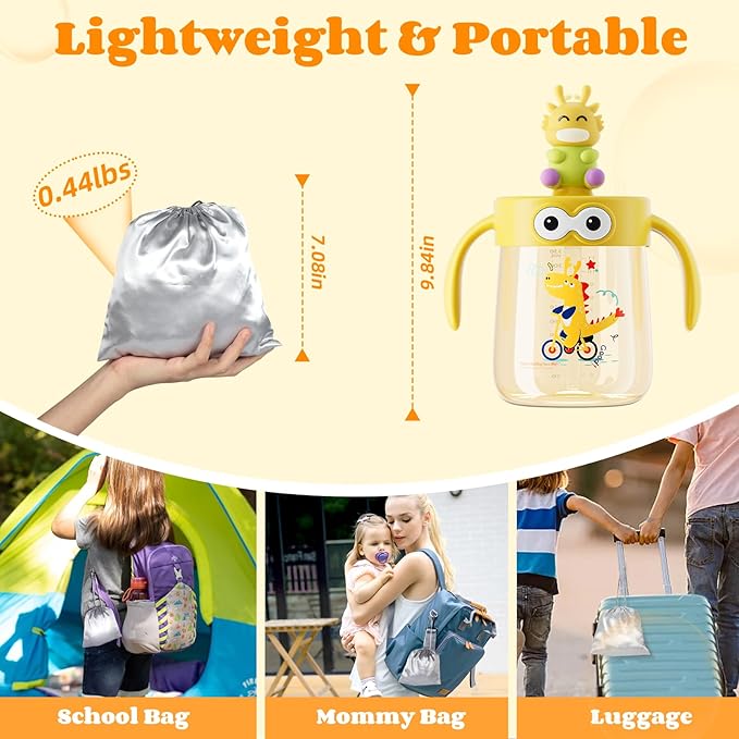 Inflatable Travel Neck Pillow for Kids, Quick Inflate, Portable Cartoon Kids Travel Pillow for Boys & Girls, Comfortable Neck Pillow for Sleeping in Planes, Cars, Trains – Fits Ages 6+ & Under 165 lbs
