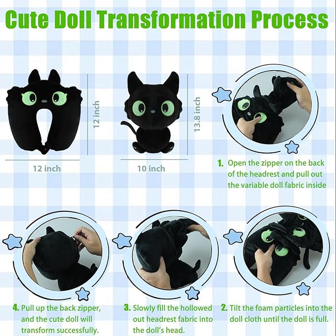 Travel Pillow for Kids & Adults Car Neck Pillow Memory Cotton U-Shaped Neck Pillow Soft Head Support Travel Accessories for Airplane Car Train Bus