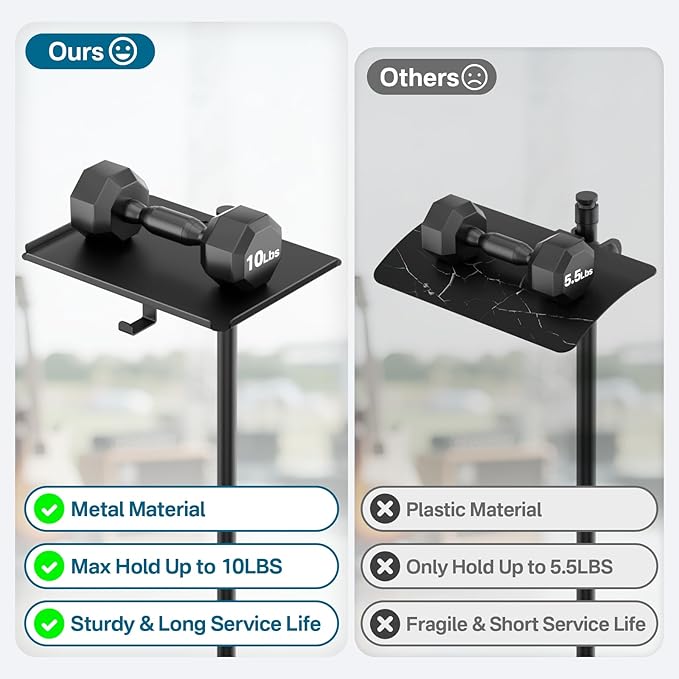 Metal Microphone Stand Tray with Mic Stand Phone Holder - 11.7" x 7.8" Functional Large Mic Stand Tray Shelf for Studio, Concert, Karaoke Clamp on Music Stand Shlef Attachment