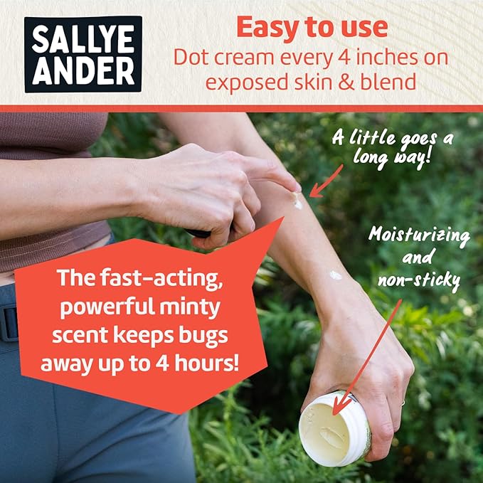 SALLYEANDER No Bite Me All-Natural Bug & Insect Repellent - Anti Itch Cream - 2 oz - Safe for Kids and Infants - Repels Mosquitoes, Black Flies, Fleas, and Ticks
