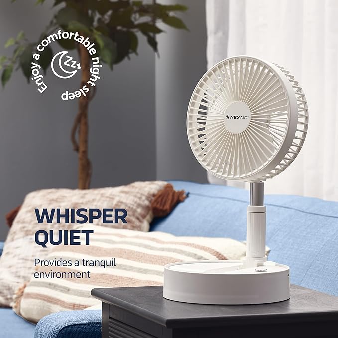 8" Foldable Fan, Oscillating 4 Speed Portable Fan Adjustable Height 14”–40", Remote Controlled folding Fan with 10,000mAh Rechargeable Battery, Quiet Floor Fan For Bedroom, Great Fan For Travel