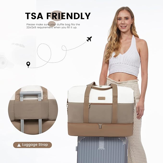 LOVEVOOK Weekender Bag, Large Travel Duffel Bag for Women with 2 Packing Cubes, Carry on Overnight Bag with Shoe Compartment, Mom Hospital Bags for Labor and Delivery