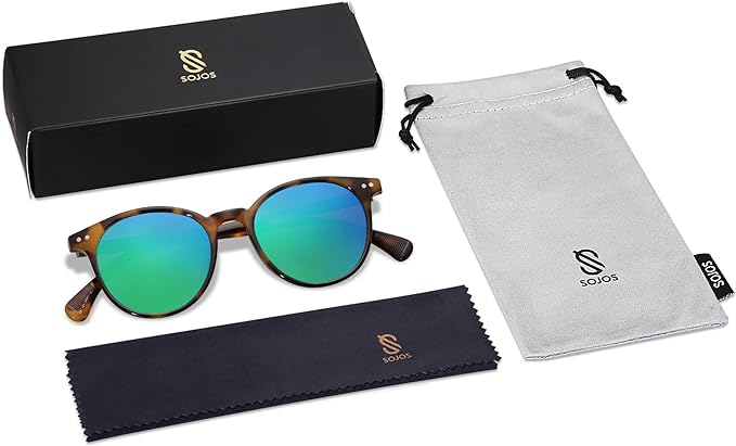 SOJOS Small Round Classic Polarized Sunglasses for Women Men Vintage Style UV400 Lens MAY SJ2113