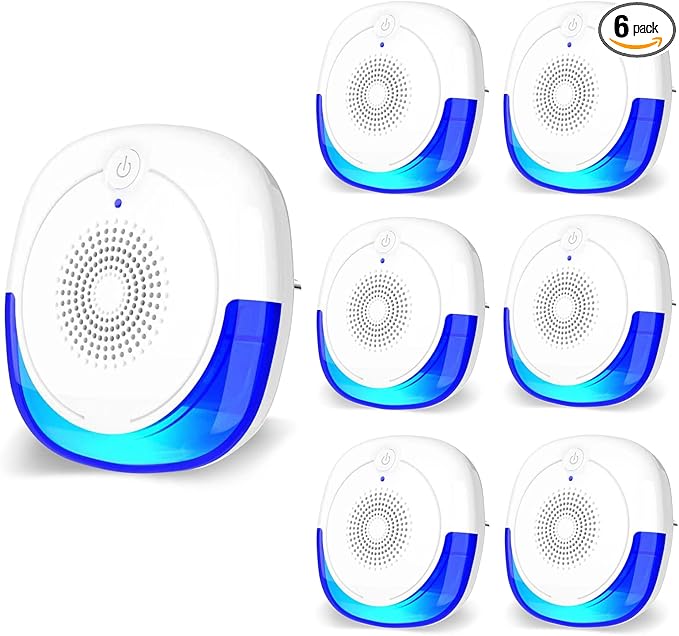 2024 Ultrasonic Repeller & Insect Repeller 6 Packs, Ultrasonic Repellent for Roach, Rodent, Mouse, Bugs, Mosquito, Mice, Spider, Ant, 2 Mode Switching