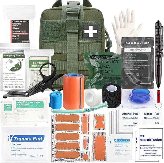 Ifak Trauma Kit, 74 Piece Upgrade Tactical First Aid Supplies, Molle Ifak Pouch Rip Away Refill Supplies for Survival Camping Hiking Travel