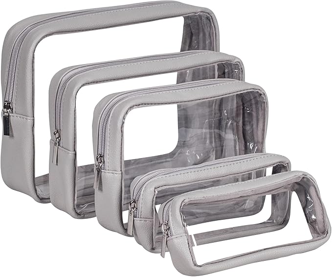 TSA Approved 5-Piece Diaper Bag Organizer Pouch Set Clear Waterproof TPU Kids Toiletry Storage Set Travel Packing Clutch Cube Bags for Baby Nursing