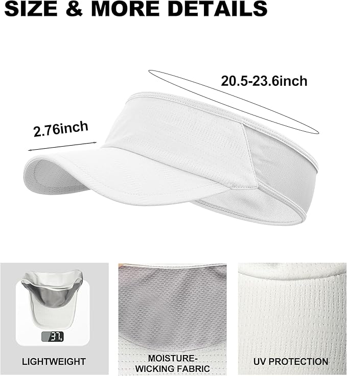 Sun Visor Hats for Men Women Lightweight Portable Stretchy Sun Hat for Running Tennis Golf