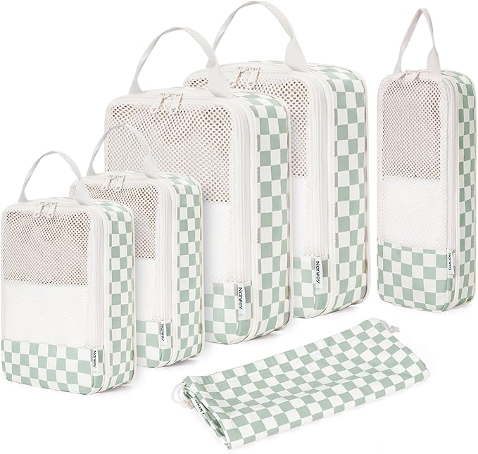 Narwey 6 Set Compression Packing Cubes for Travel Kids Women Carry on, Packing Organizers Bag for Backpack Luggage Suitcase Duffle Bags