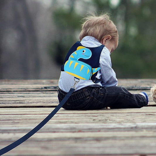 Accmor Toddler Harness with Leash, Cute Dinosaur Kids Leashes + Anti Lost Wrist Link, Children Walking Harnesses Tether Restraint Belt, Keep Child Close Hand Strap for Baby Boys Girls Outdoor Travel