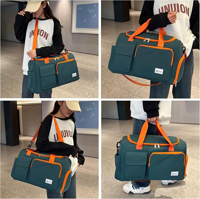 Small Gym Bag for Women, Travel Duffle Bag Carry On Weekender Bag with Shoe Compartment