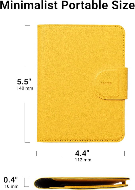 LHiDS Leatherette Passport Holder with RFID Protection, Premium PU Leather, Snap Button Closure, Travel Passport Wallet Cover for Passport, Boarding Passes, Business Cards, Cash (Yellow)