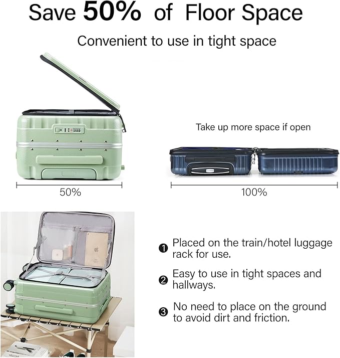 Hanke 26 Inch Large checked Luggage PC Hard Shell luggage Top Opening Aluminum Frame Travel Luggage Suitcases with Wheels for Woman Men.(Bamboo Green)