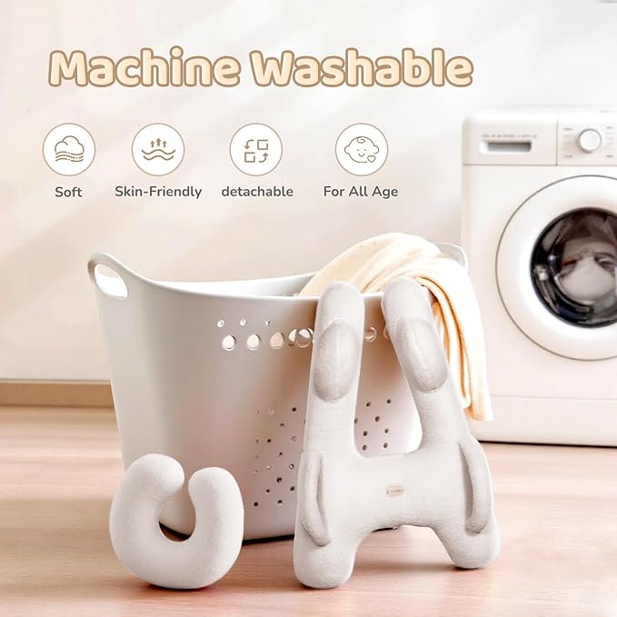 FLORICH Kids Travel Pillow, Car Sleeping Travel Pillow for Kids, Removable H-Shaped Pillow for Adults and Children to Support Head and Body Road Trips with Neck Pillow and Blanket (White)