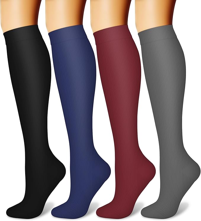 CHARMKING Compression Socks for Women and Men Circulation 4 Pairs 15-20 mmHg Best Support for Athletic Running Cycling