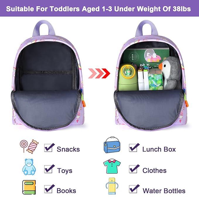 Accmor Toddler Harness Backpack Leash, Mini Unicorn Backpacks with Anti Lost Wrist Link, Cute Child Backpack Walking Leashes Keep Kids Close Rope Tether Rein for Baby Girls to Outdoor Travel