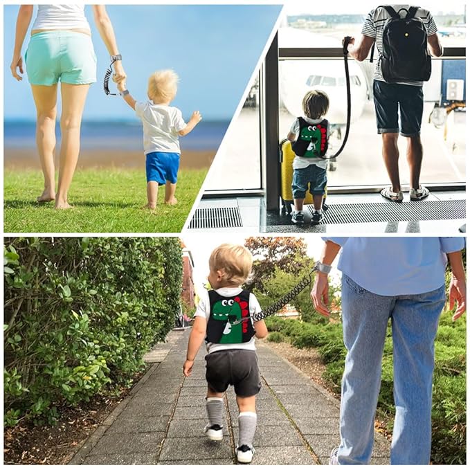 Toddler Leash-Baby Walking Safty Harness and Child Anti Lost Wrist Link for Girls/Boys Travel (Black 2)