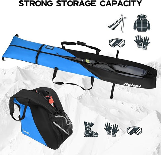 Goloni Ski Bag and Boot Bag Combo,Ski Bags for Air Travel,Snowboard Bag Fits for Skis Up to 180 CM and Boots Up To Size US13