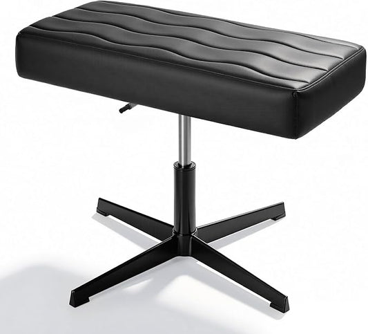 VECELO Under Desk Footrest, PU Ergonomic Foot Rest with Comfort Padding, Height Adjustable for Relieving Leg Pain, Stiffness, Black