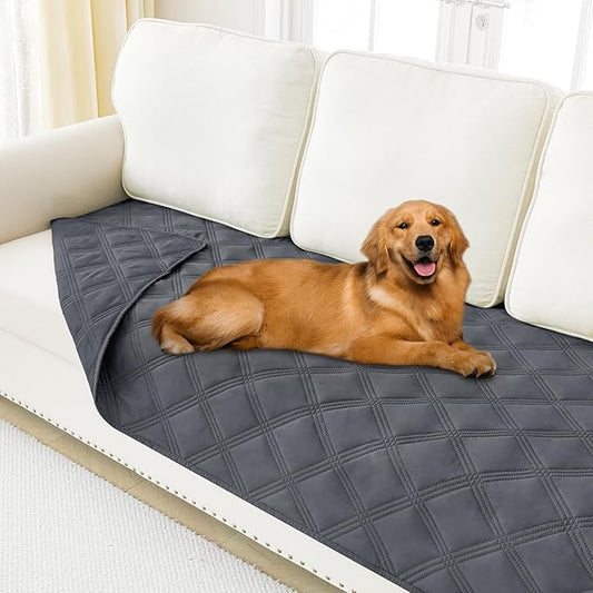 Smiry Waterproof Dog Bed Cover Blanket 40x70, Soft Reversible Pet Blanket, Washable Leakproof Cats Dogs Couch Cover for Sofa, Couch, Furniture, Lattice, Dark Grey/Dark Grey