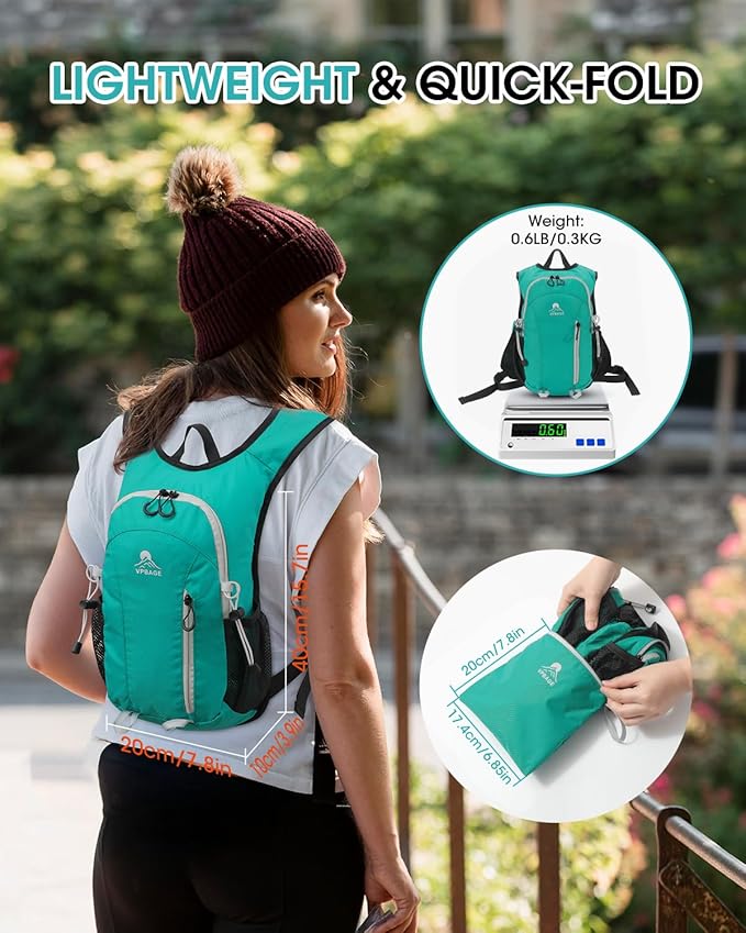Small Hiking Backpack with Front Phone Holder, Packable Back pack with Chest and Waist Strap, Lightweight Daypack for Women Men