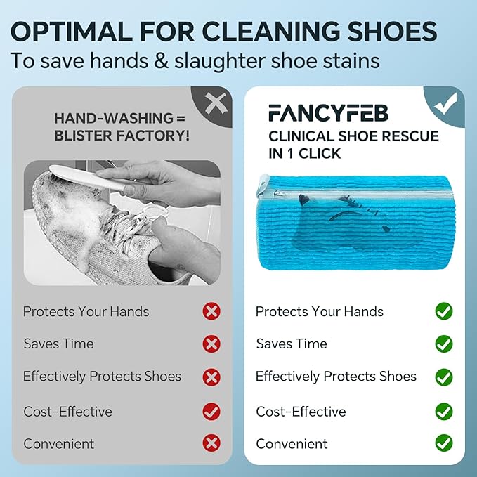 Shoe Washing Machine Bag: 2 Pack Reusable Shoes Cleaning Bags, Heavy Duty Shoe Laundry Bag for Washer & Dryer, 360° Deep Clean for Sneakers Tennis Shoes, Gifts for Women Men