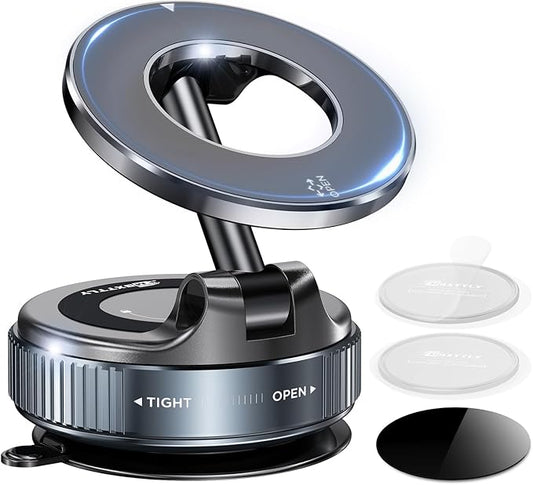 Vacuum Magnetic Phone Holders for Your Car 2026 Suction Cup Phone Mount with Washable Nano Gel Pads 360° Adjustable Phone Mount,Travel Gifts, Car Phone Holder for Smartphone Car/Gym/Mirror
