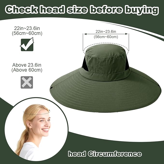 Super Wide Brim Fishing Hat for Men and Women,UPF50+ Waterproof Bucket Hat for Fishing, Hiking, Camping