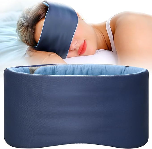 Sleep Mask, Eye Mask for Sleeping, Upgrade Ultra-Soft Blackout Eye Cover for Women Men, Wider Adjustable Strap for Side Sleeper, Travel, Nap, Yoga, Relief Eye, Blue