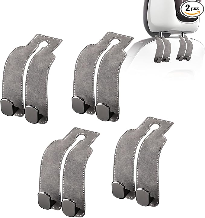 Car Purse Hook Purse Hook for Car Seats Headrest Car Seat Hooks,Heavy Duty Vehicle Organizer for Handbags, Groceries, Purses, Keep Car Tidy (Gray, 4 Pack)