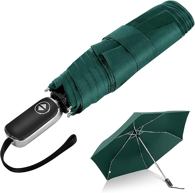 LEAGERA Compact Travel Umbrella for Purse - Flat Handle, Waterproof for Light Rain