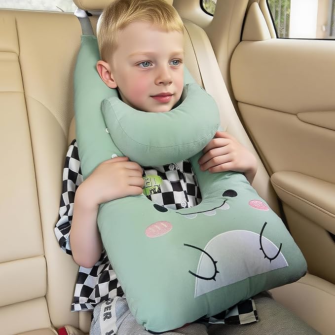 Travel Pillow,Car Pillow Kids Travel Pillow Car seat Pillow U Shaped Pillow for Travel Skin-Friendly Material The Sleeping Aid for Adults and Kids on Road Trips (Green)