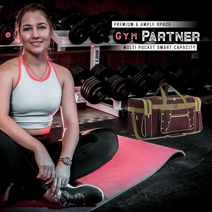 Travel Duffle Bags for Men Weekender Over Night Carry On Bag Lightweight Extra Large Oxford Duffel Gym Sturdy Luggage Water-Proof for Men & Women 26" (Blue Gold)