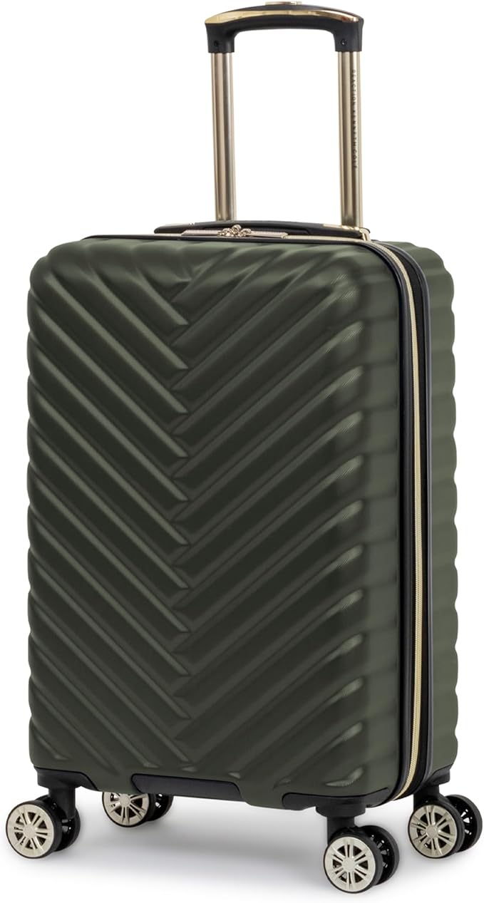 Kenneth Cole REACTION Madison Square Lightweight Hardside Chevron Expandable Spinner Luggage, Olive, 20-Inch Checked