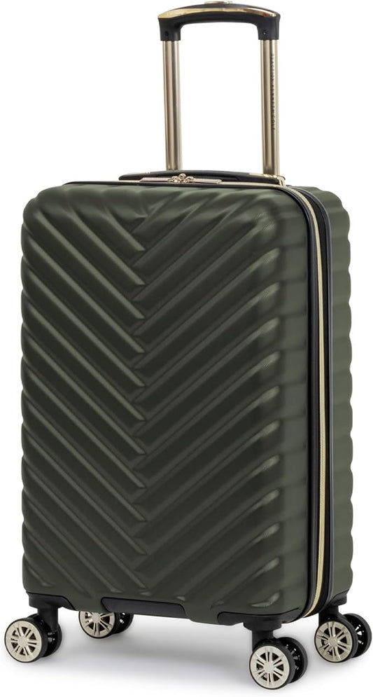 Kenneth Cole REACTION Madison Square Lightweight Hardside Chevron Expandable Spinner Luggage, Olive, 20-Inch Checked