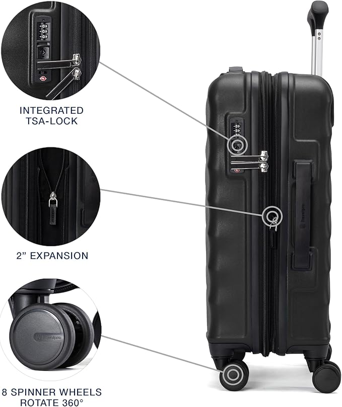 Travelpro Maxlite Air V2 Hardside Expandable Carry on Luggage, 8 Spinner Wheels, Lightweight Hard Shell Suitcase, TSA lock, Black, Compact Carry On 20-Inch