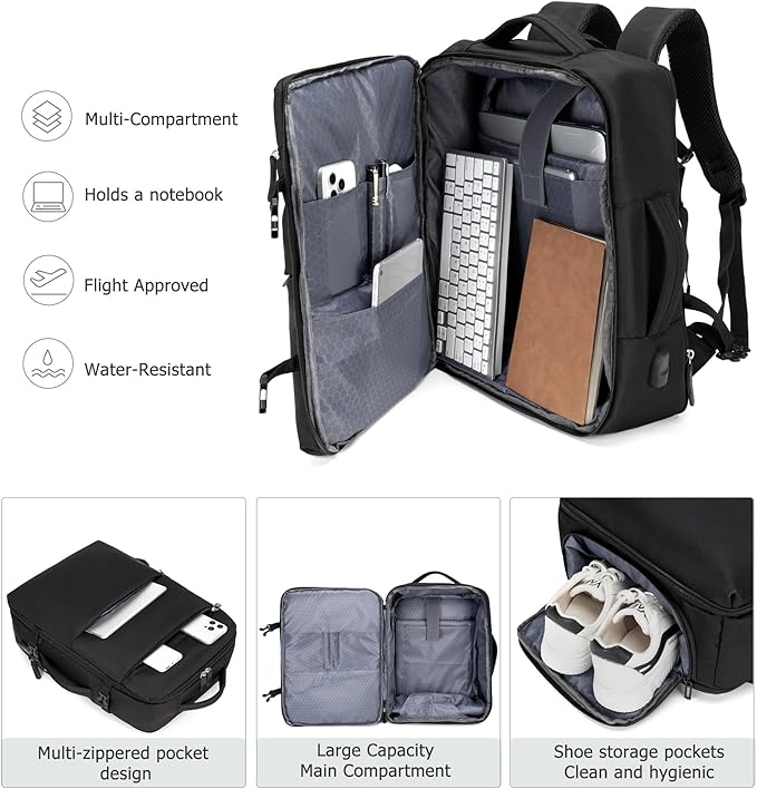 feilario 2 Piece Set 24in Aluminium Frame PC Hard Shell Spinner Wheels Luggage, Built-In TSA lock Carry on Suitcase, with Cup Holder, USB Port, Phone Holder