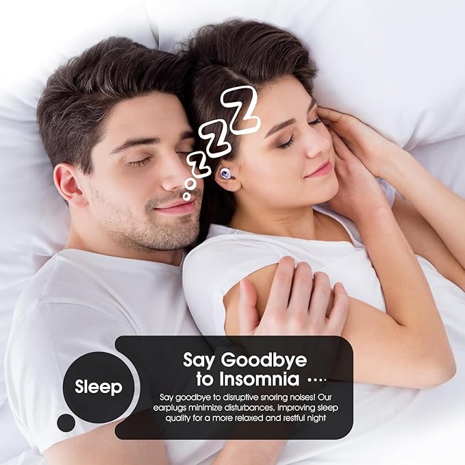 Ear Plugs for Sleeping Noise Cancelling, Reusable Silicone Ear Plugs for Noise Reduction, Soft Hearing Protection with 8 Ear Tips for Concerts, Work, Snoring, and Travel (Purple)