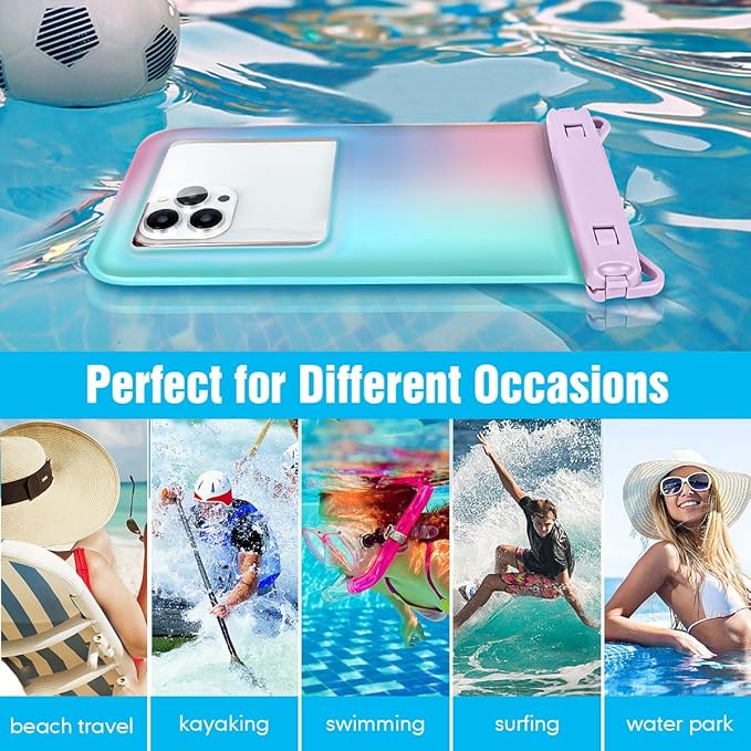 [Floatable] Waterproof Phone Pouch 2 Pack - [Up to 8.5"] IPX8 Floating Waterproof Phone Case Dry Bags with Adjustable Lanyard for Beach Vacation Travel Cruise Ship Pool Kayak Essentials