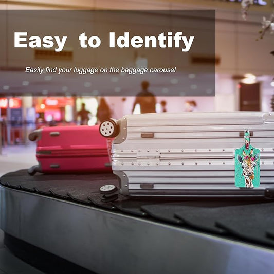 4 Pack Luggage Tag for Suitcases TSA Approved, Leather Suitcase Tags Identifiers, Cute Bag Name Travel Tags ID Labels for Women Men Cruise Airport Luggage Travel Essentials by Sodsay