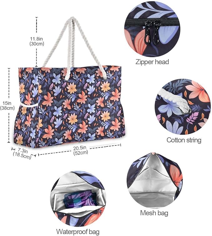 senya Large Beach Shoulder Bags Canvas Tote Water Resistant for Gym Travel Daily