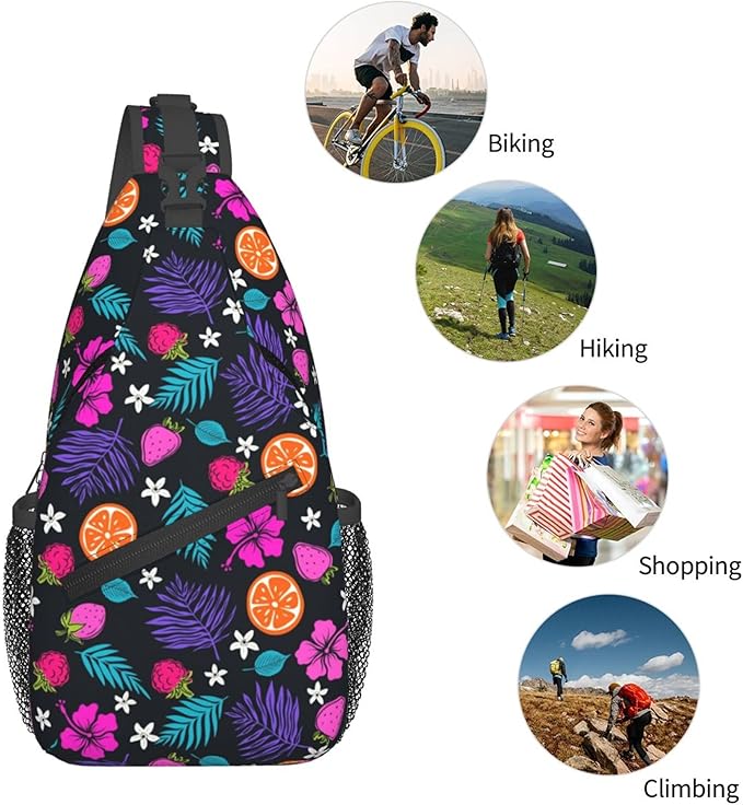Hawaii Tropical Palm Sling Backpack Crossbody Bag Casual Chest Bags Travel Hiking Daypack Shoulder Bag for Women Men