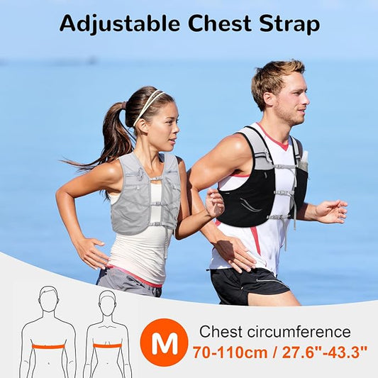 Running Vest for Men with 2 pcs 500ml Water Bottle, Hydration Vest for Running Women, Lightweight Runner Water Vest