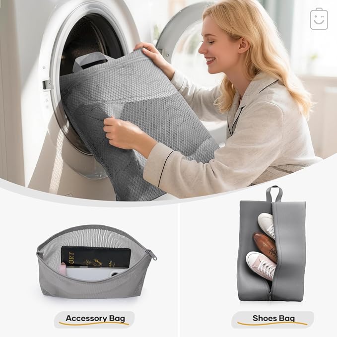 Veken 9/11 Set Compression Packing Cubes for Travel Essentials,Compressible Expandable Large Luggage Suitcase Organizer Bags for Clothing,Durable Space Saver Storage Bags with Toiletry Bags(Gray)