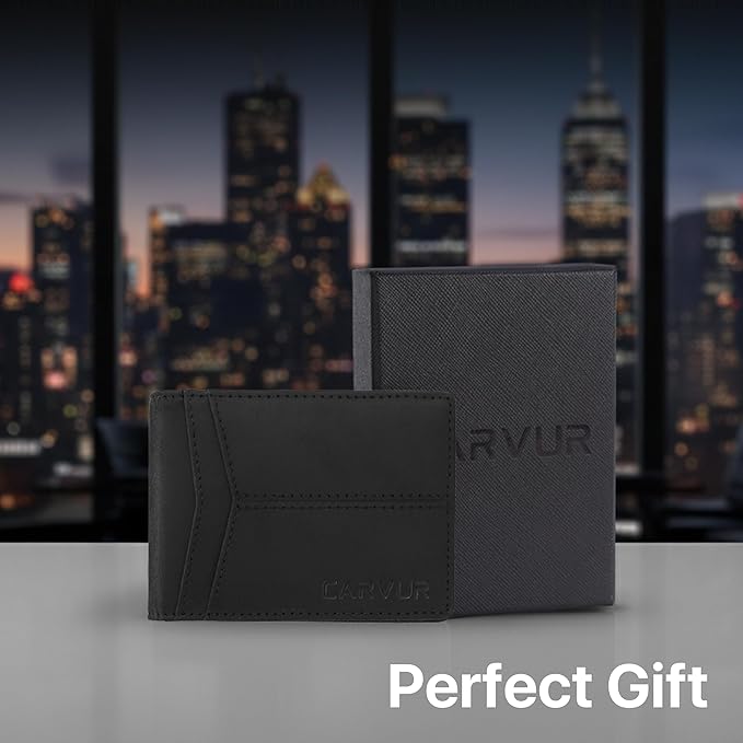 Slim Bifold RFID Blocking Full Grain Genuine Leather Front Pocket Minimalist Thin Wallet with Money Clip for Men - (SB20)