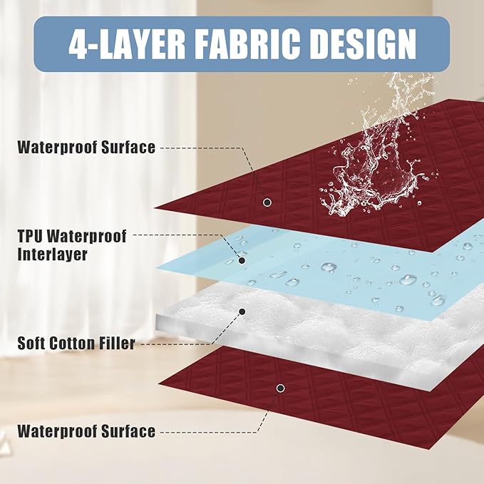 Smiry Waterproof Dog Bed Cover Pet Blanket, Soft Washable Dog Blanket for Furniture Bed Couch Sofa Reversible, Checkered (68"x82", Wine Red/Wine Red)