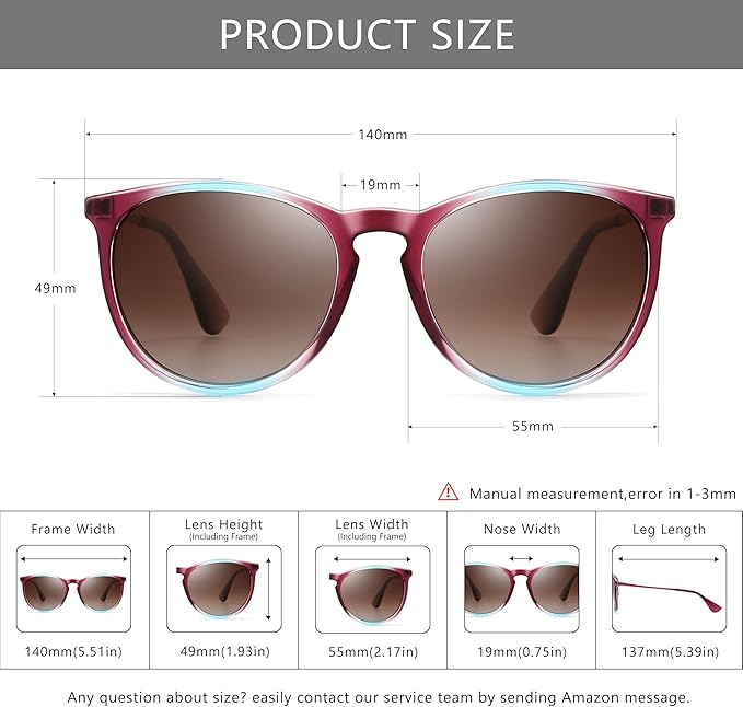 SUNGAIT Premium Vintage Round Sunglasses for Women Men Classic Retro Trendy Style