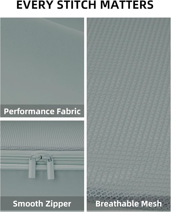 6 Set Compression Packing Cubes for Travel, Large Medium Small Luggage Organizers, Storage Bags for Clothes (6 Pack, Steel Blue)