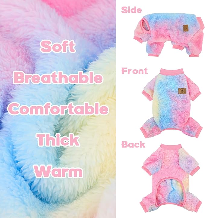 XPUDAC Dog Sweater, Dog Winter Clothes for Small Medium Dogs Girl Boy Fleece Doggy Pajamas for Winter Christmas, Tie-Dye02, X-Large