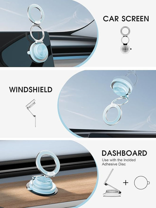 Ultra-Thin Vacuum Magnetic Car Phone Holder for MagSafe[108+LBS Strongest Suction & 3000gf Strongest Magnetic],360°Adjustable Suction Cup Phone Mount for Car,Gym,Mirror,Men Women-Blue